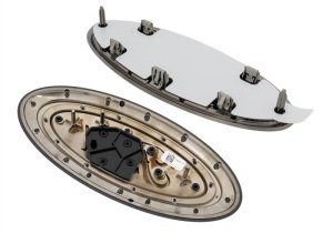 Ford F-150 Emblem Kit - Front/Rear - Ford Racing - Smoked Chrome Oval w/o Camera Provision - Black - `18-`23